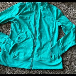 Long sleeve active full zip jacket. Turquoise. M
